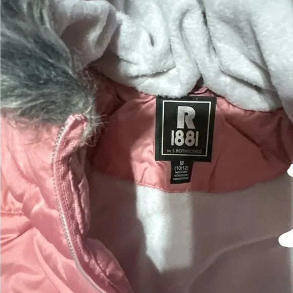 Girls' Pink Puffer Jacket with Scarf - Picture 6 of 7